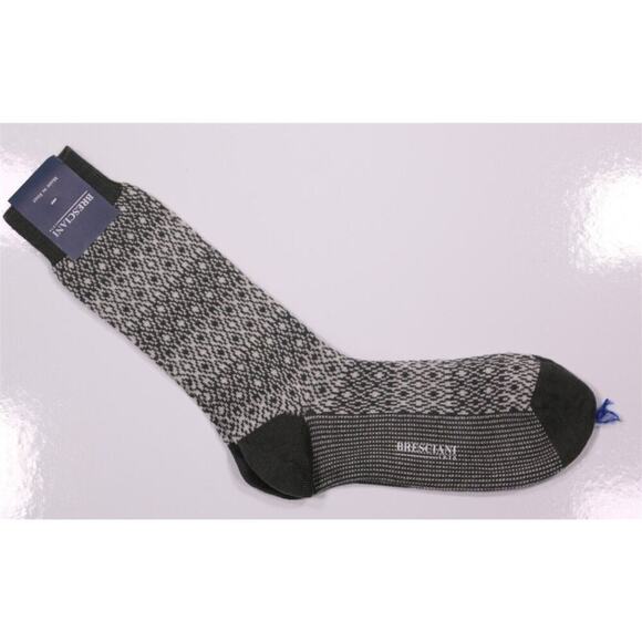 Bresciani Gray Knit Wool Fall/Winter Dress Socks Men's New!